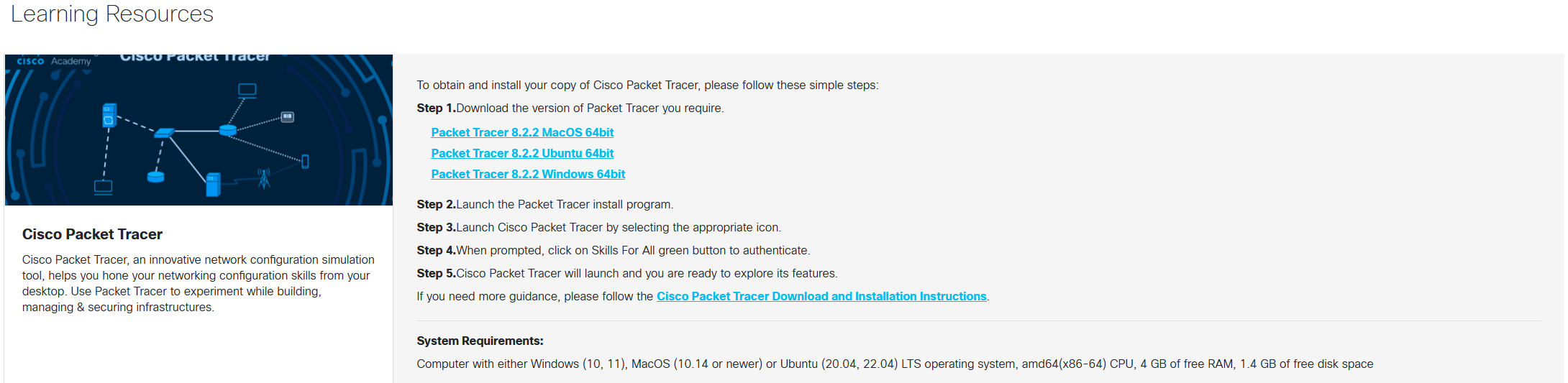 Cisco Packet Tracer Download Page