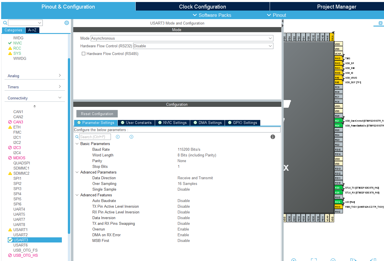 UART USART settings