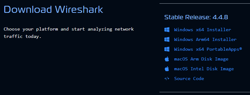 Wireshark Download Page